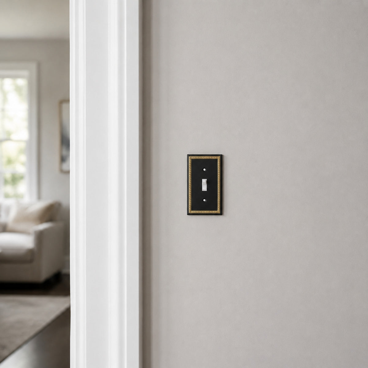 Harmon Black and Brushed Gold Single Toggle Decorative Switchplate Cover