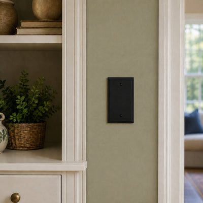 Harmon Matte Black Single Blank Modern Edge Switchplate Cover