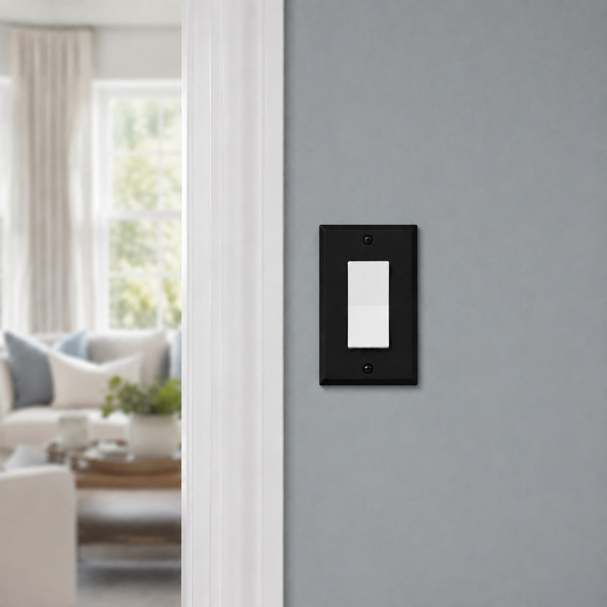 Harmon Matte Black Single Decora Modern Edge Switchplate Cover