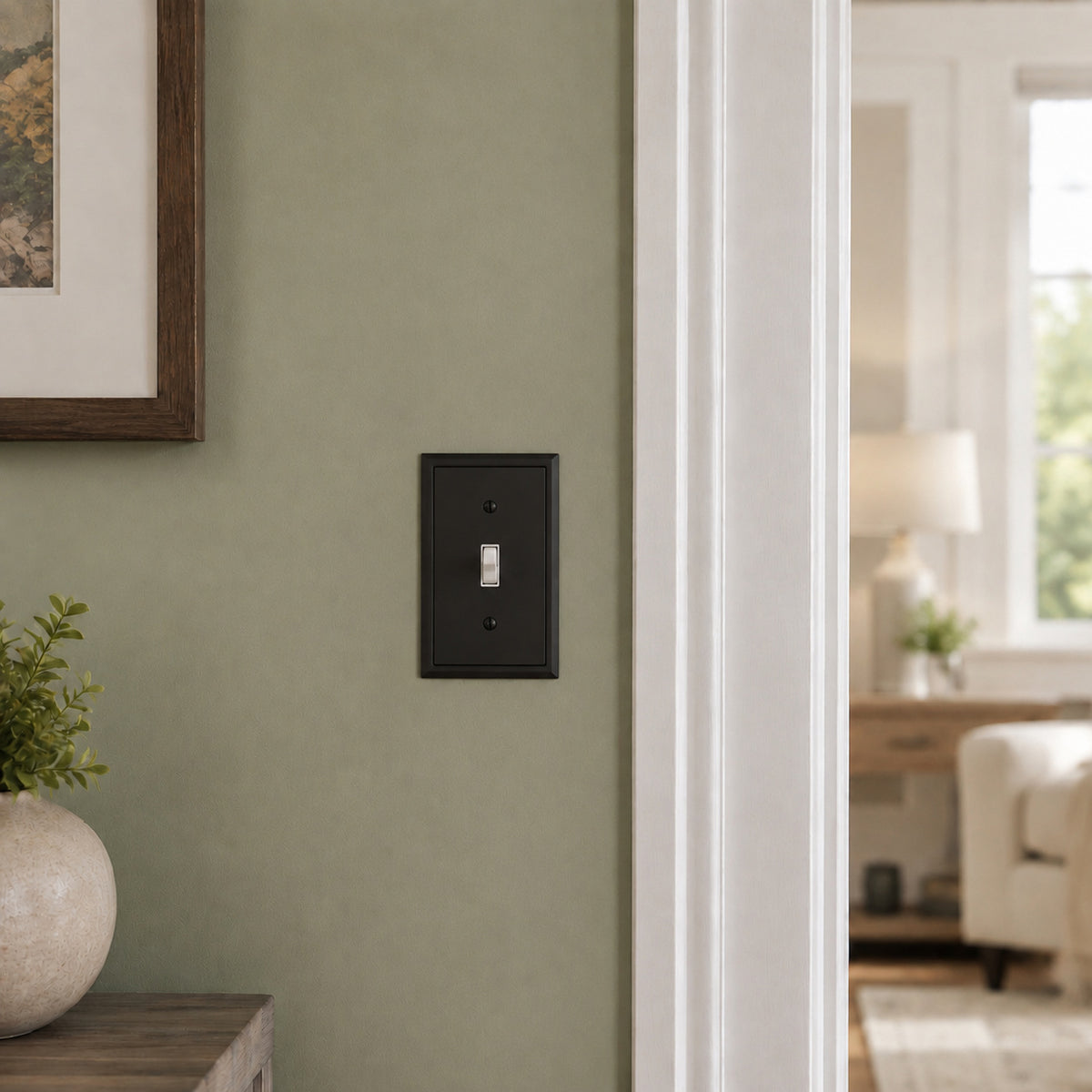 Harmon Matte Black Single Toggle Modern Edge Switchplate Cover