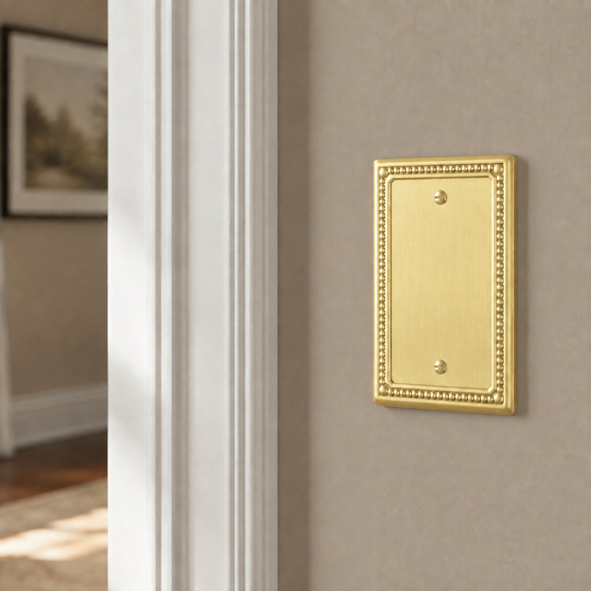 Harmon Brushed Brass Single Blank Decorative Switchplate Cover