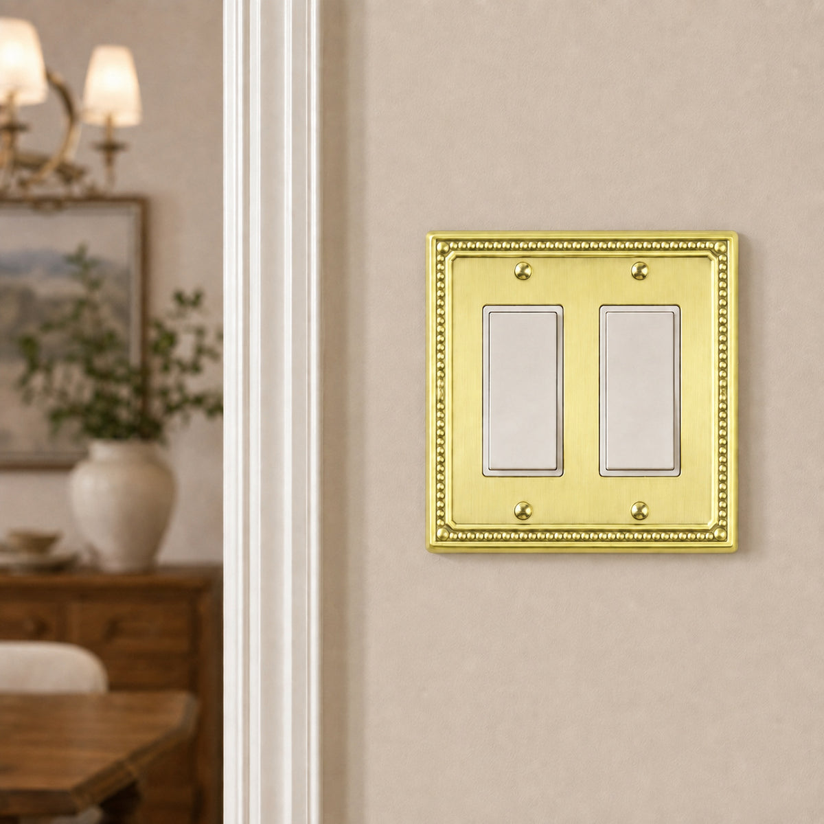 Harmon Brushed Brass Double Decora Decorative Switchplate Cover