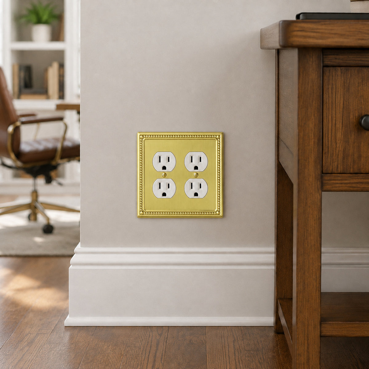 Harmon Brushed Brass Double Duplex Decorative Outlet Cover