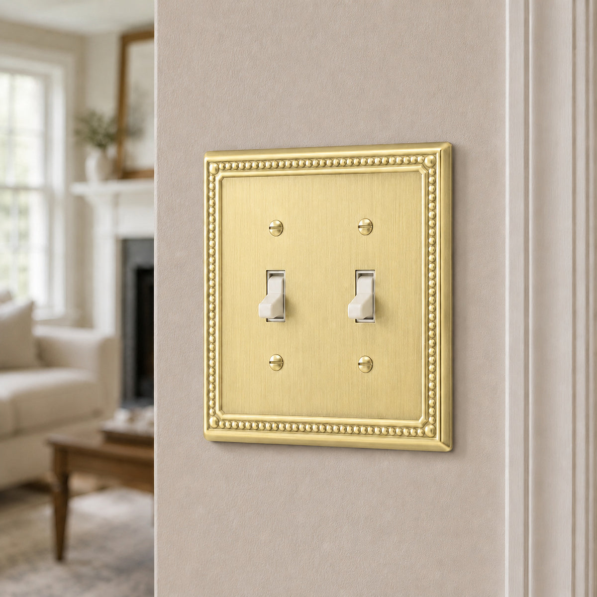 Harmon Brushed Brass Double Toggle Decorative Switchplate Cover