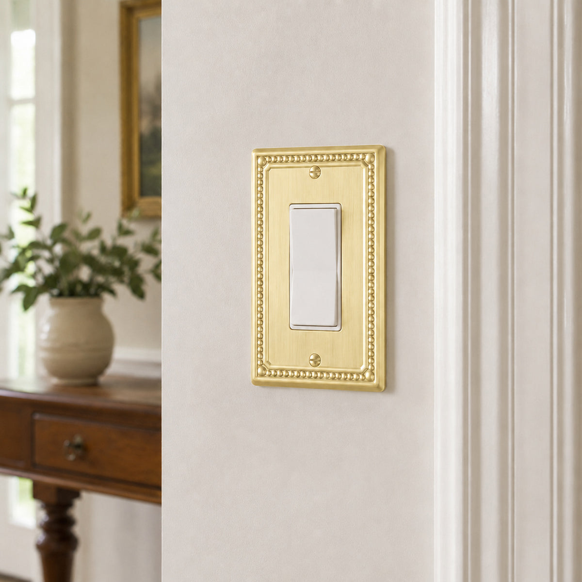 Harmon Brushed Brass Single Decora Decorative Switchplate Cover