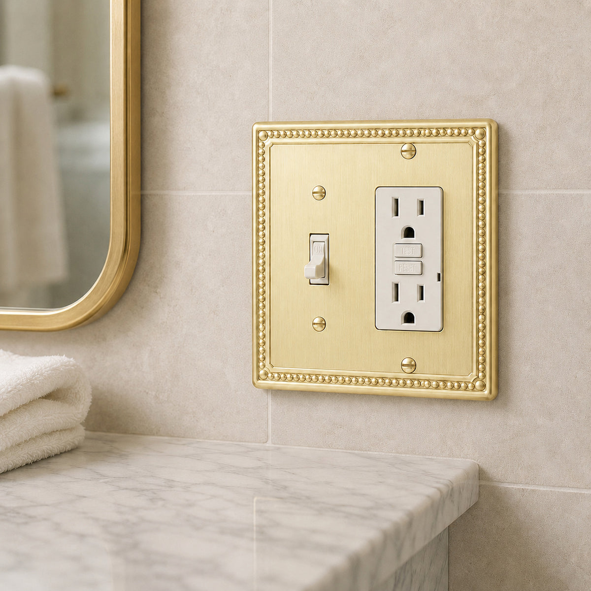 Harmon Brushed Brass Single Toggle / Single Decora Decorative Switchplate Cover