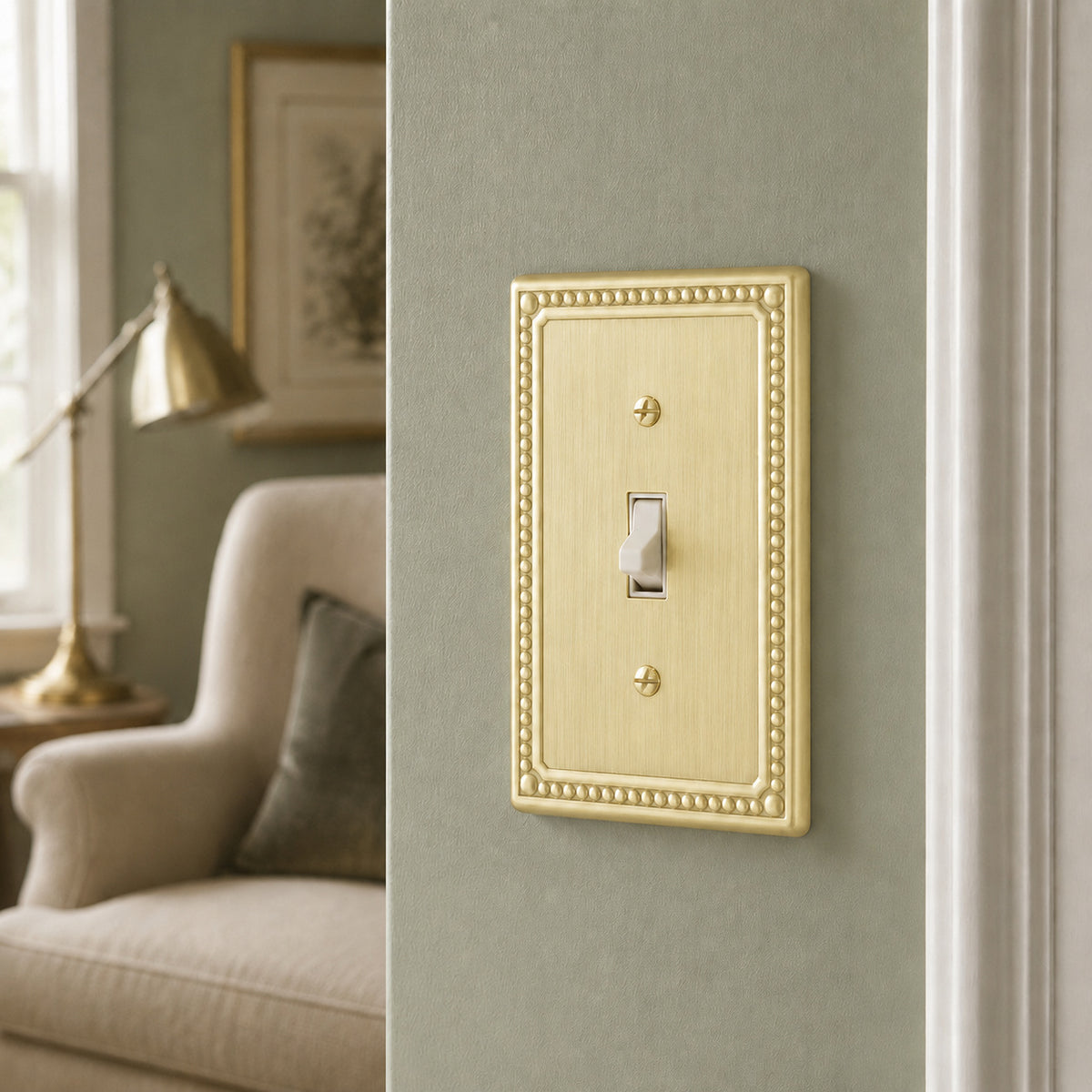 Harmon Brushed Brass Single Toggle Decorative Switchplate Cover