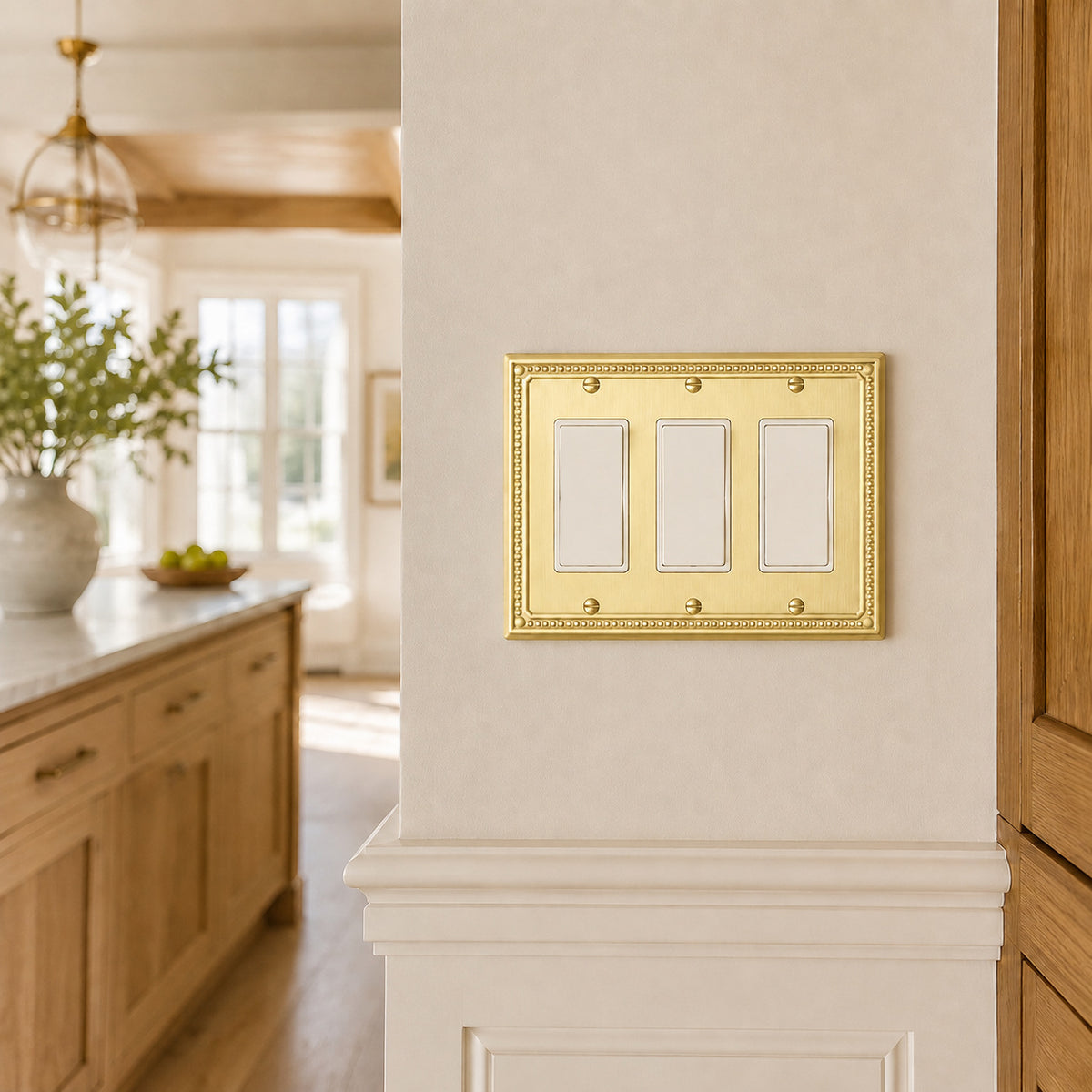 Harmon Brushed Brass Quad Decora Decorative Switchplate Cover
