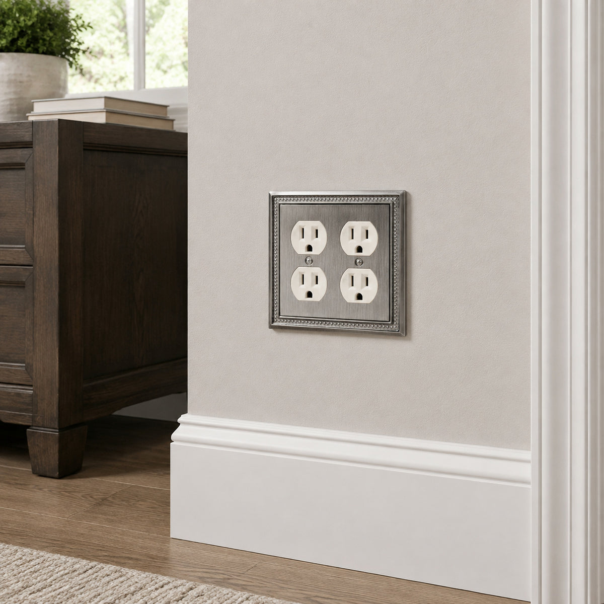 Harmon Heirloom Silver Double Duplex Decorative Outlet Cover