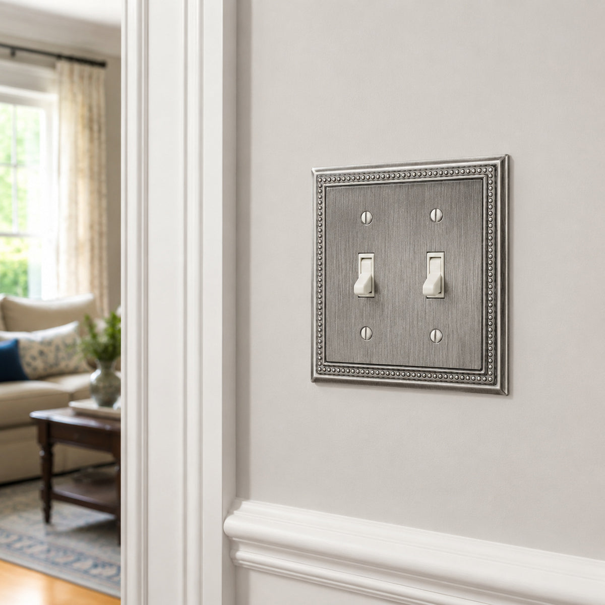 Harmon Heirloom Silver Double Toggle Decorative Switchplate Cover