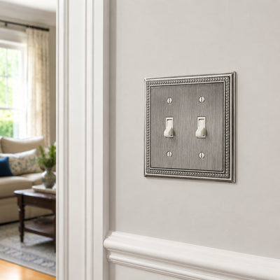 Harmon Heirloom Silver Double Toggle Decorative Switchplate Cover
