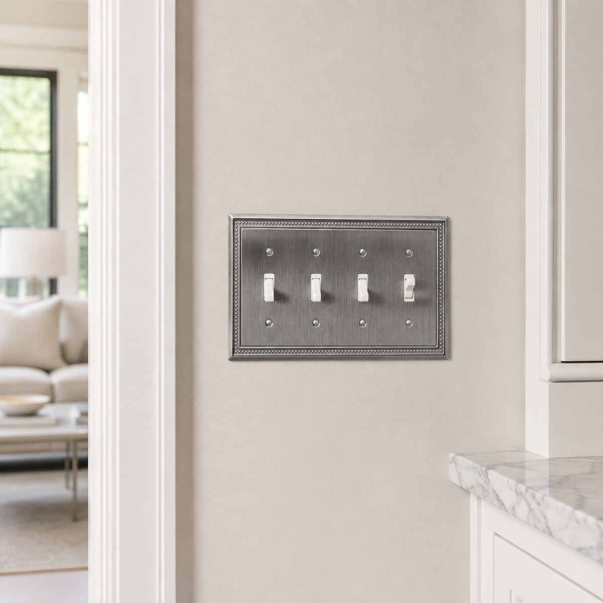 Harmon Heirloom Silver Quad Toggle Decorative Switchplate Cover