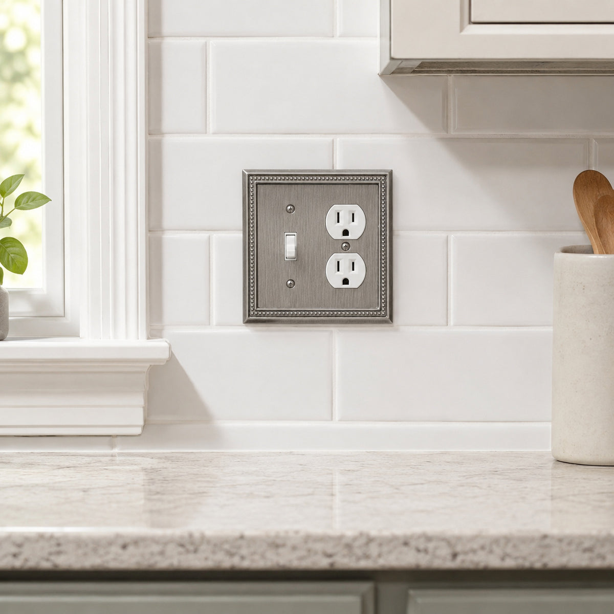 Harmon Heirloom Silver Single Toggle / Single Duplex Decorative Switchplate Cover