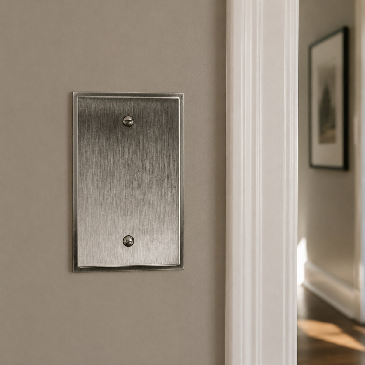 Harmon Heirloom Silver Single Blank Soft Modern Switchplate Cover