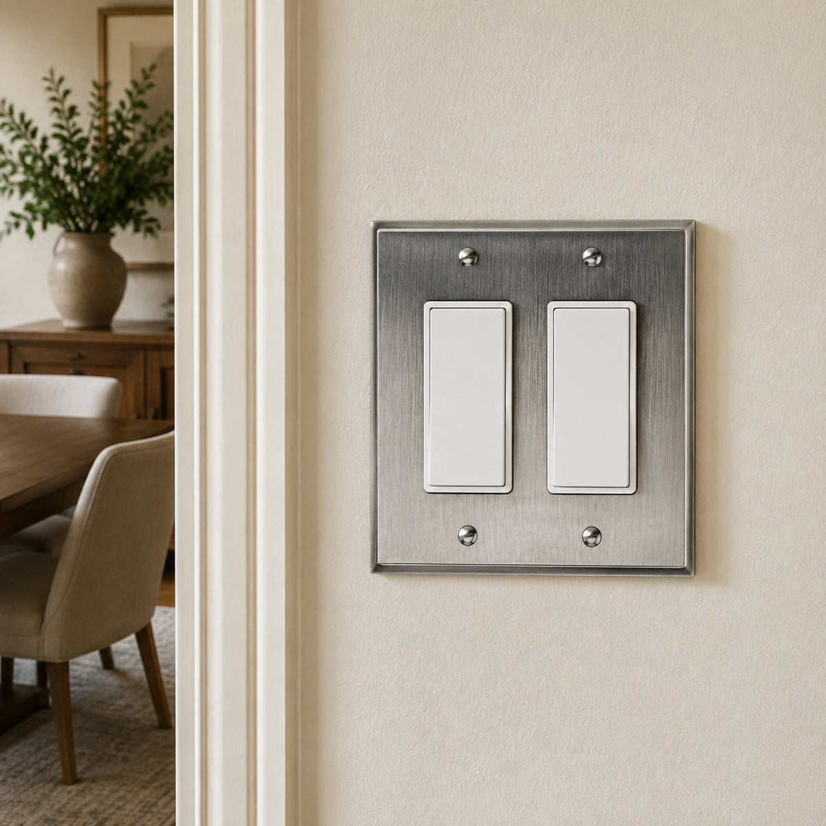 Harmon Heirloom Silver Double Decora Soft Modern Switchplate Cover