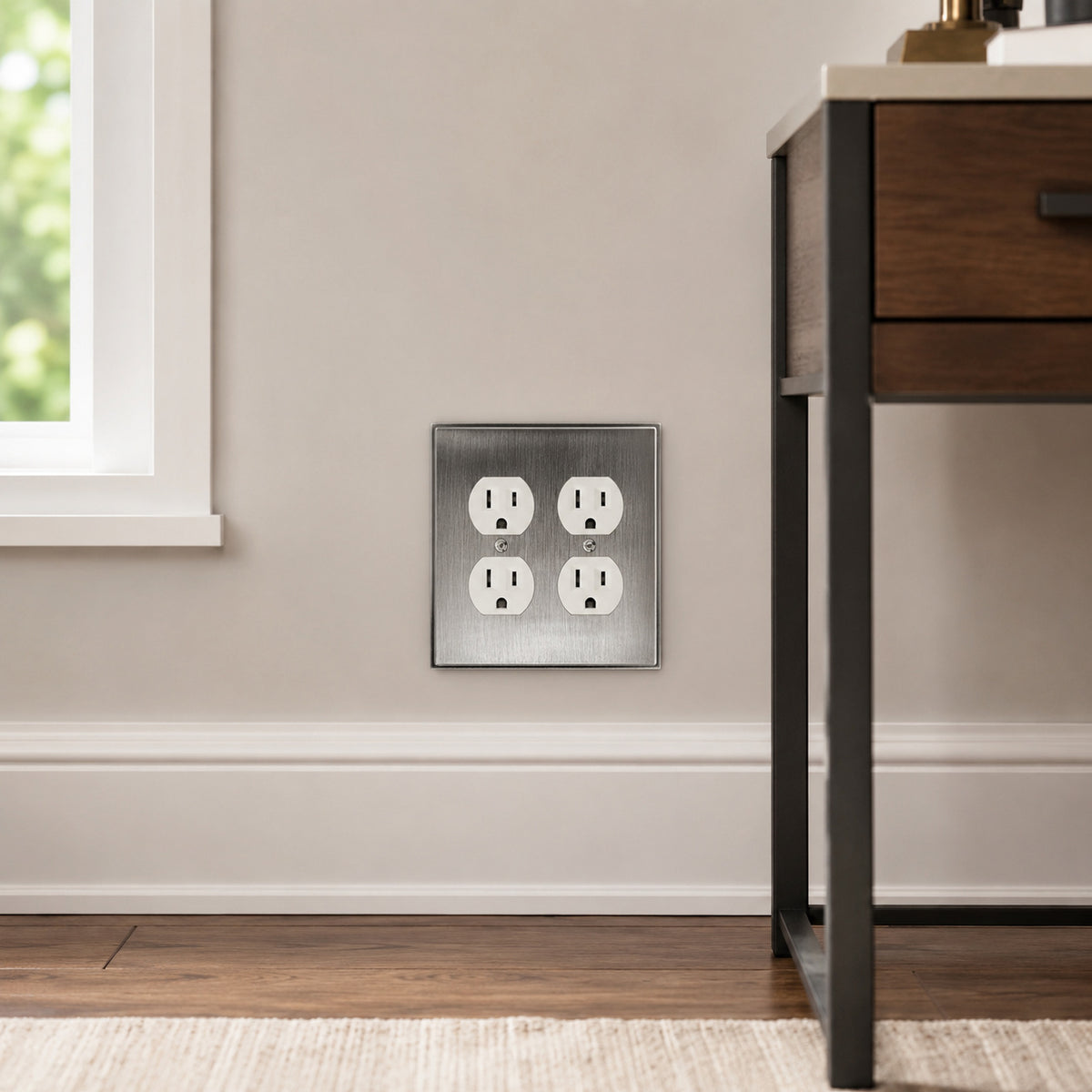 Harmon Heirloom Silver Double Duplex Soft Modern Outlet Cover