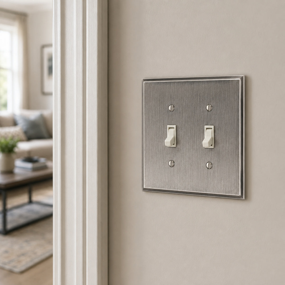 Harmon Heirloom Silver Double Toggle Soft Modern Switchplate Cover