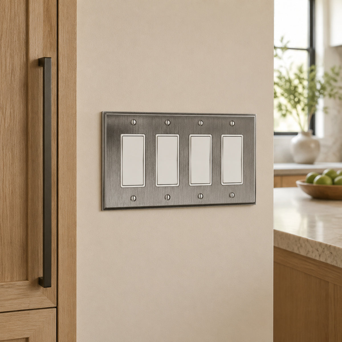 Harmon Heirloom Silver Quad Decora Soft Modern Switchplate Cover