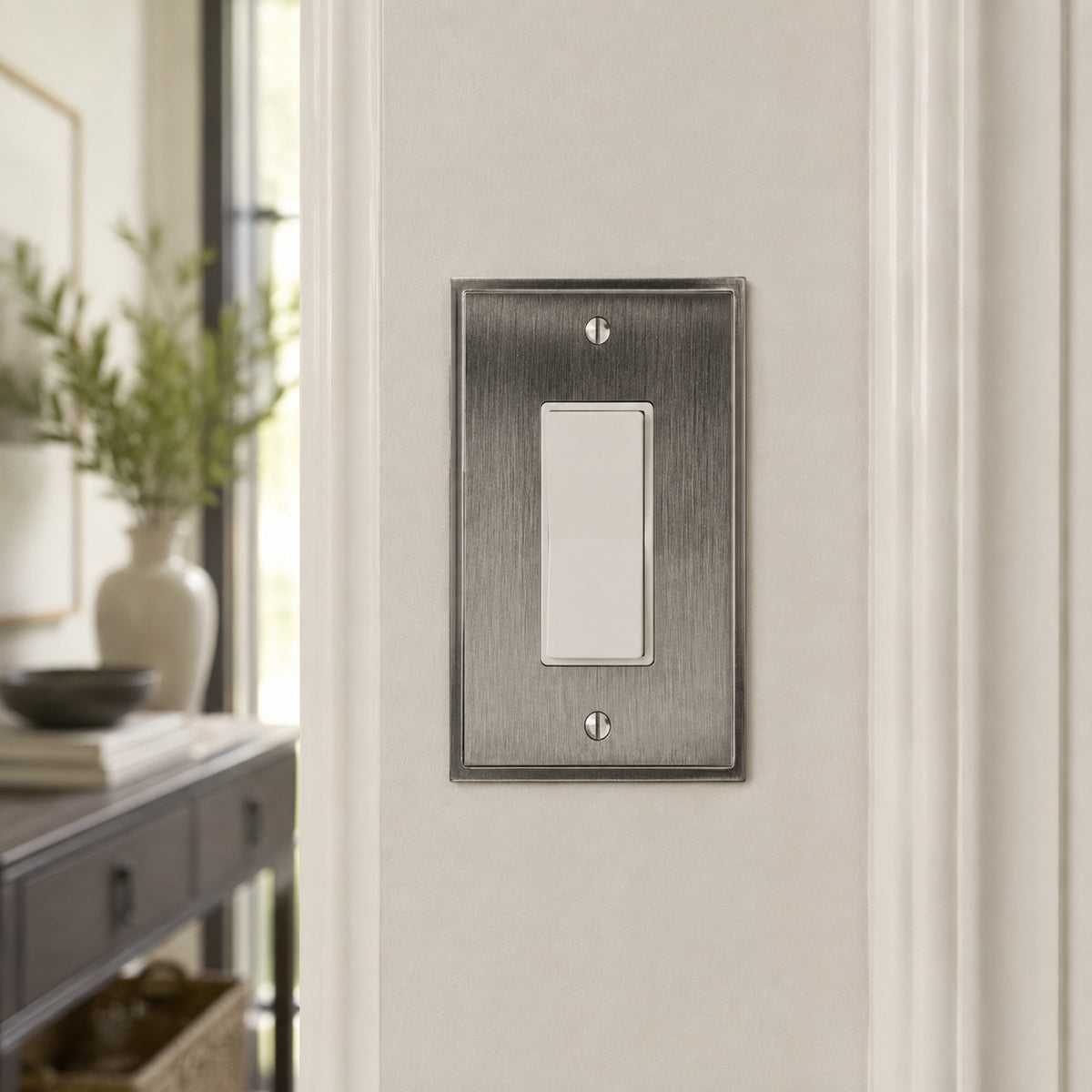 Harmon Heirloom Silver Single Decora Soft Modern Switchplate Cover