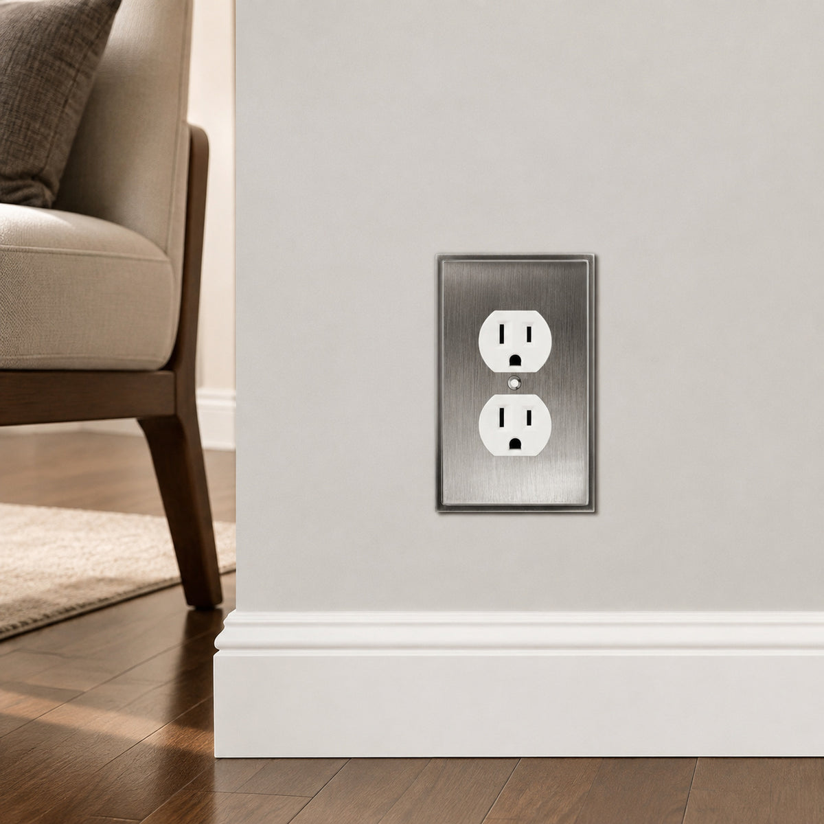 Harmon Heirloom Silver Single Duplex Soft Modern Outlet Cover