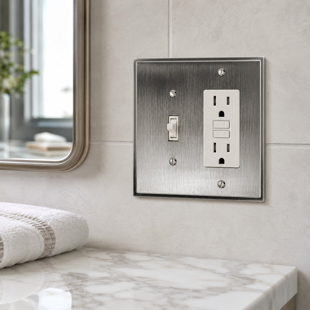 Harmon Heirloom Silver Single Toggle / Single Decora Soft Modern Switchplate Cover