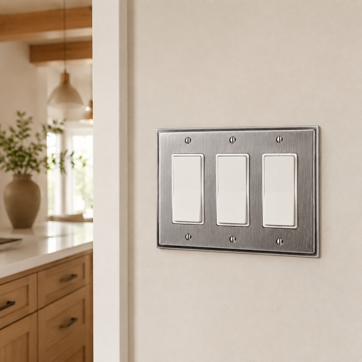 Harmon Heirloom Silver Triple Decora Soft Modern Switchplate Cover