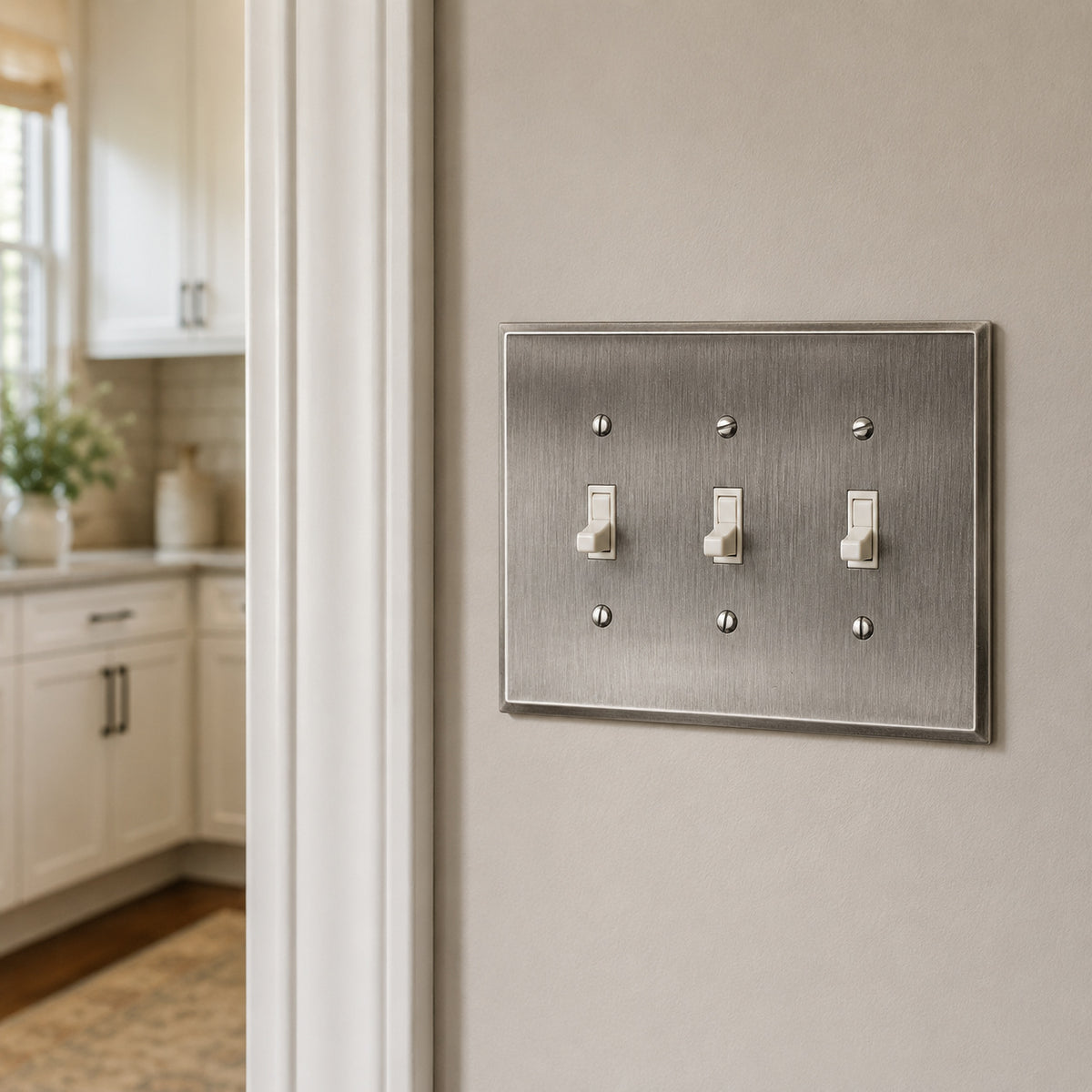Harmon Heirloom Silver Triple Toggle Soft Modern Switchplate Cover