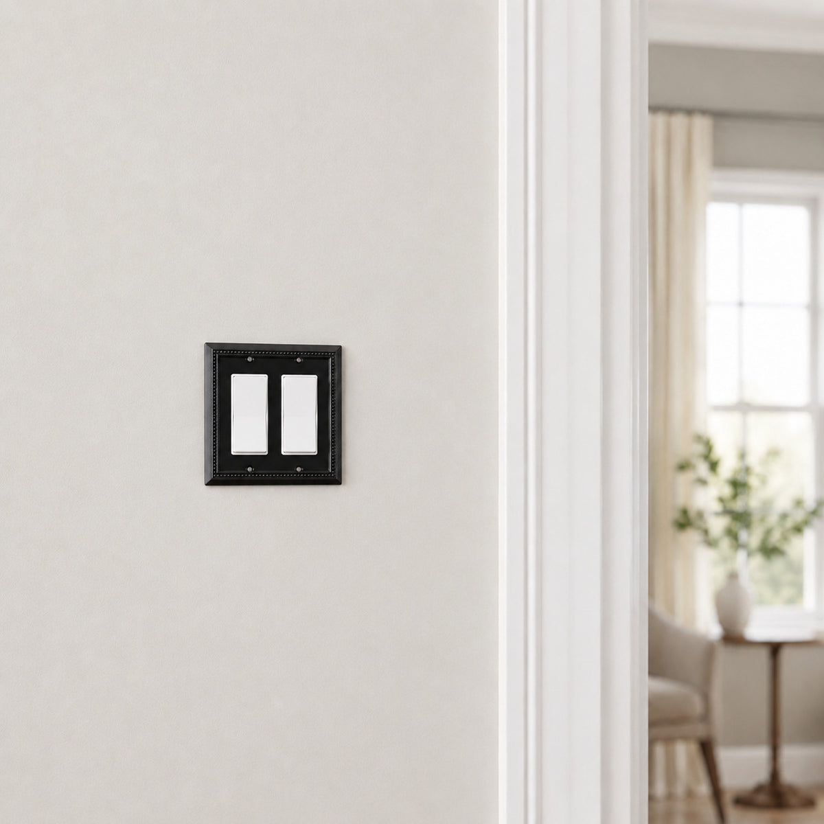 Harmon Matte Black Double Decora Decorative Switchplate Cover