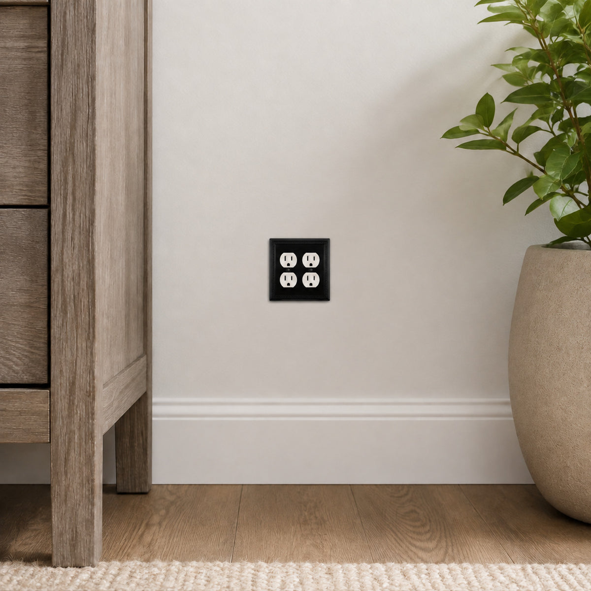 Harmon Matte Black Double Duplex Decorative Outlet Cover