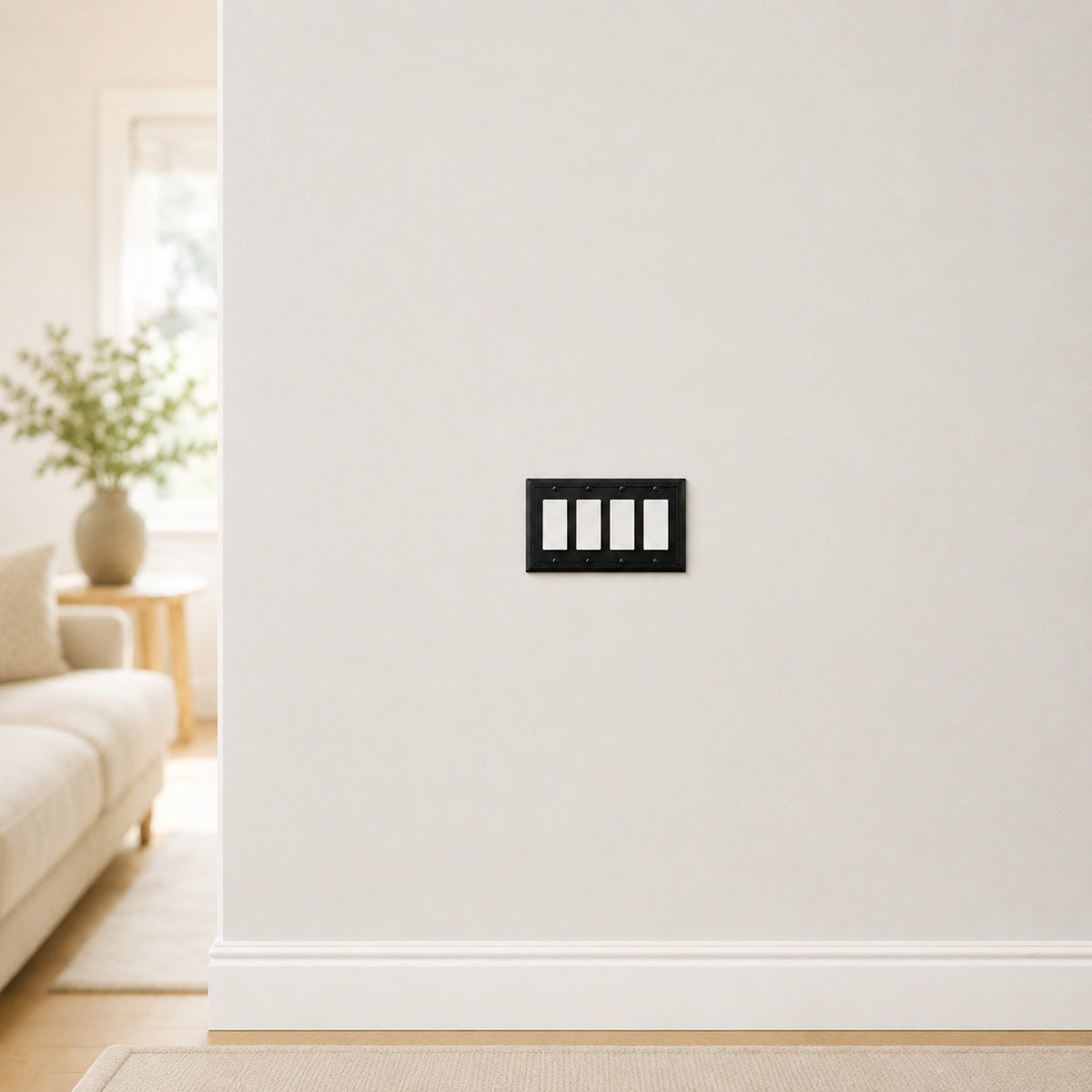 Harmon Matte Black Quad Decora Decorative Switchplate Cover