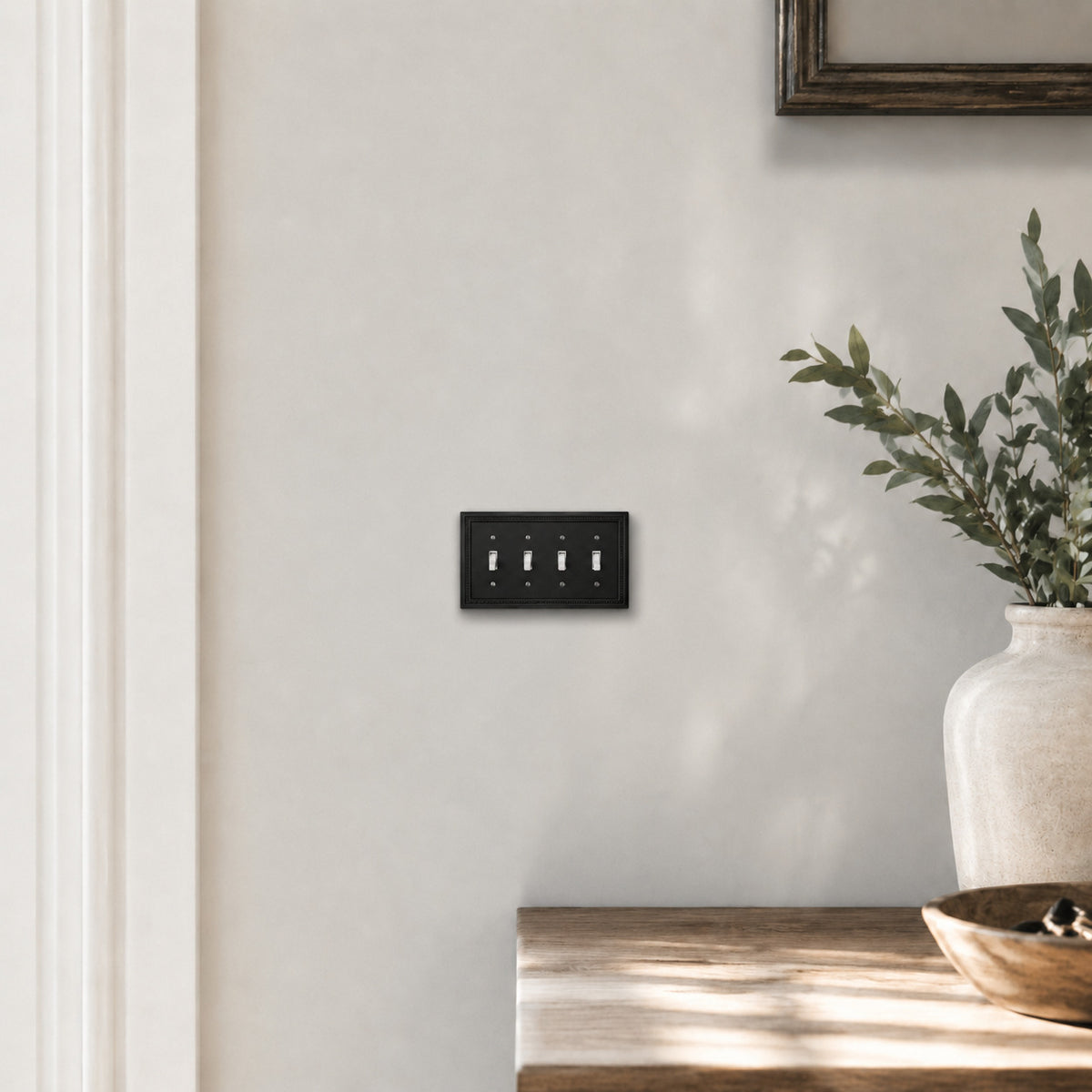 Harmon Matte Black Quad Toggle Decorative Switchplate Cover