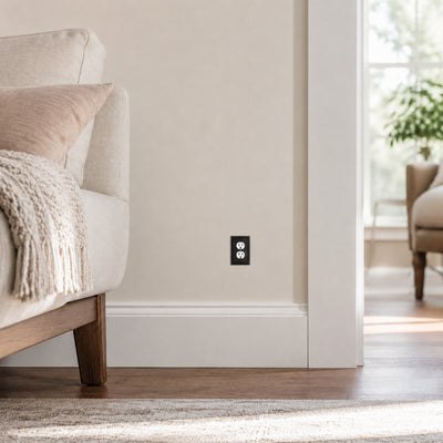 Harmon Matte Black Single Duplex Decorative Outlet Cover
