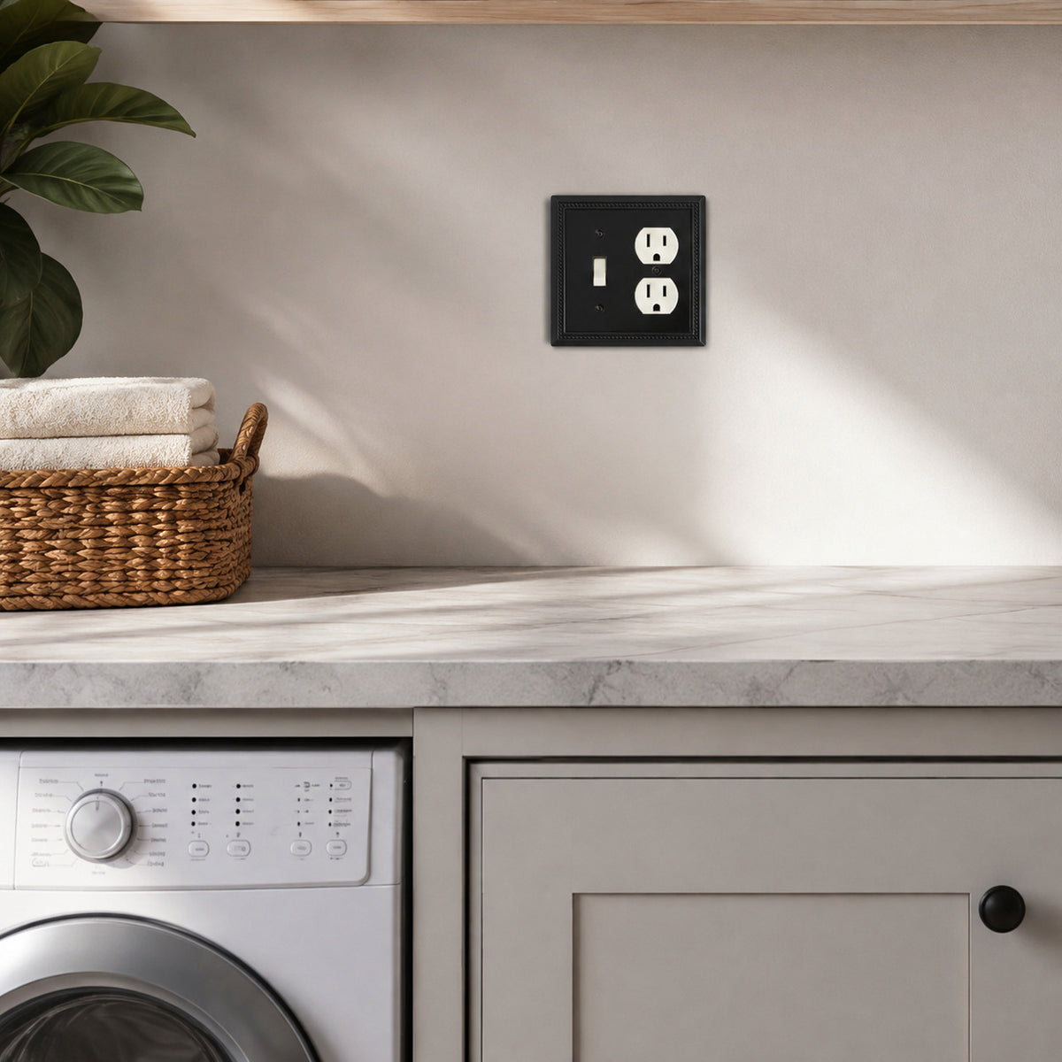 Harmon Matte Black Single Toggle / Single Duplex Decorative Switchplate Cover