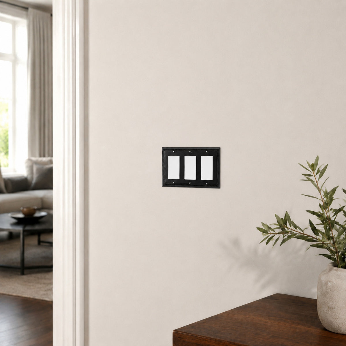 Harmon Matte Black Triple Decora Decorative Switchplate Cover