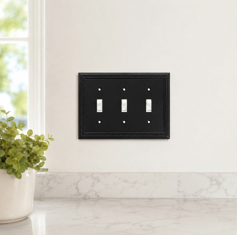 Harmon Matte Black Triple Toggle Decorative Switchplate Cover