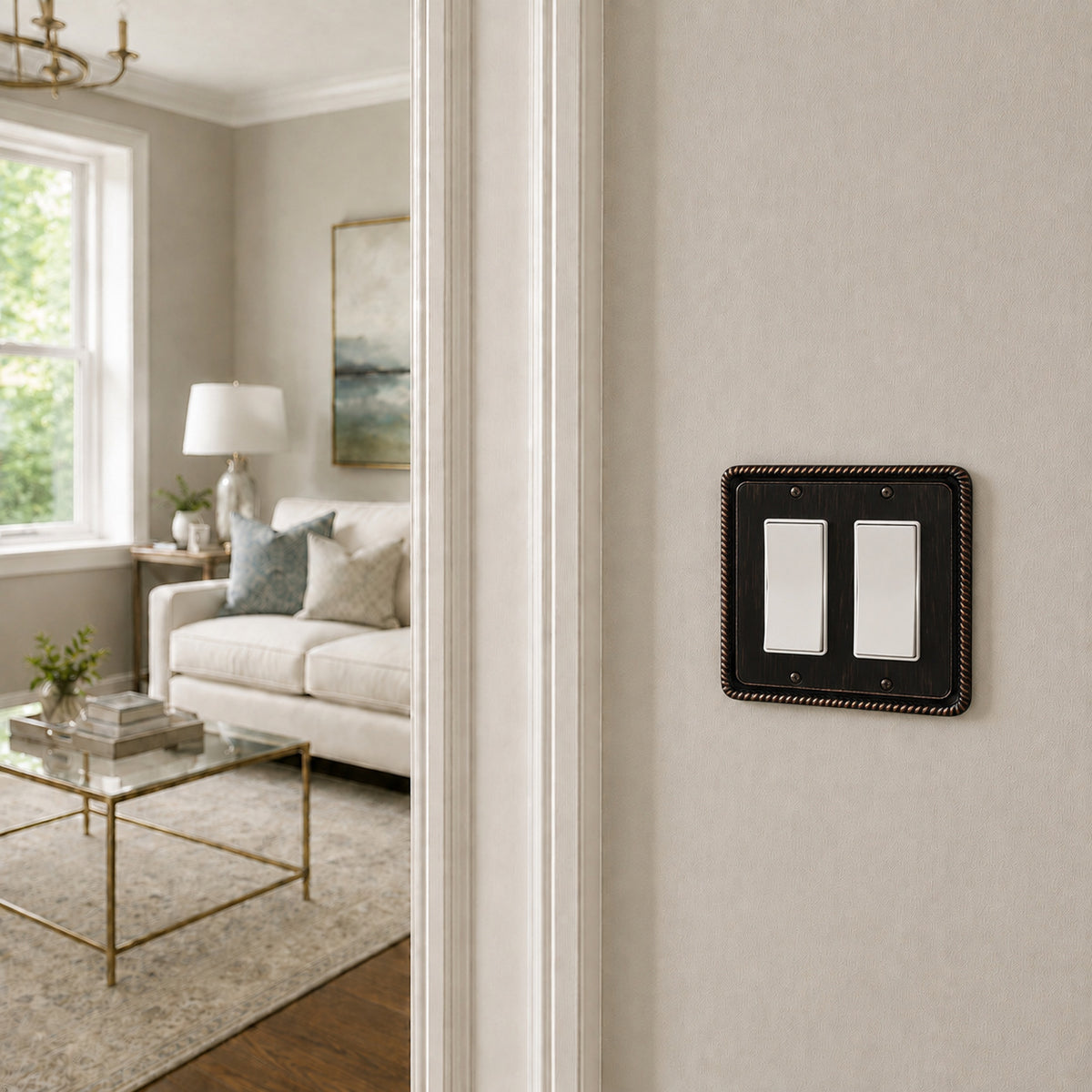 Harmon Oil Rubbed Bronze Double Decora Rope Edge Switchplate Cover
