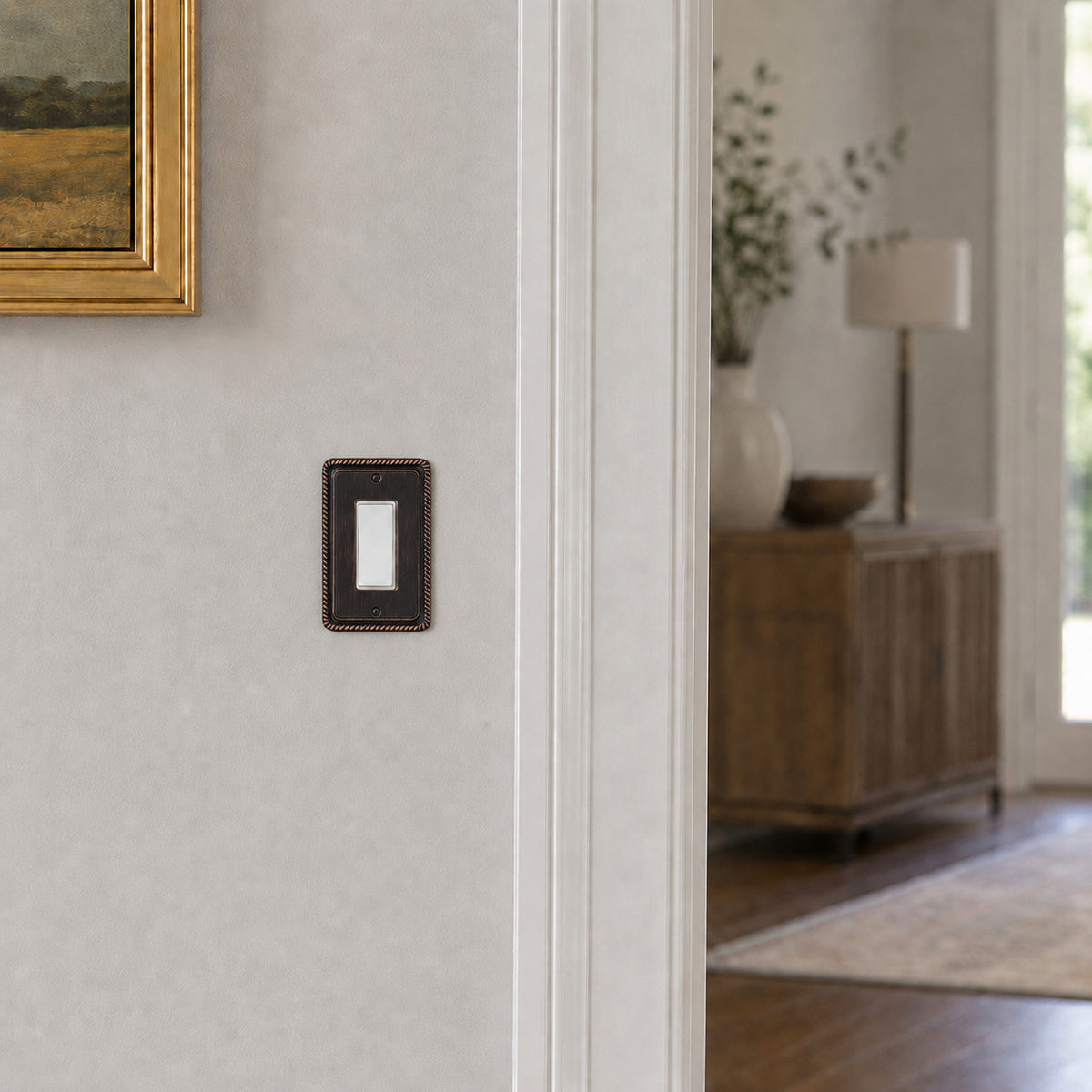 Harmon Oil Rubbed Bronze Single Decora Rope Edge Switchplate Cover