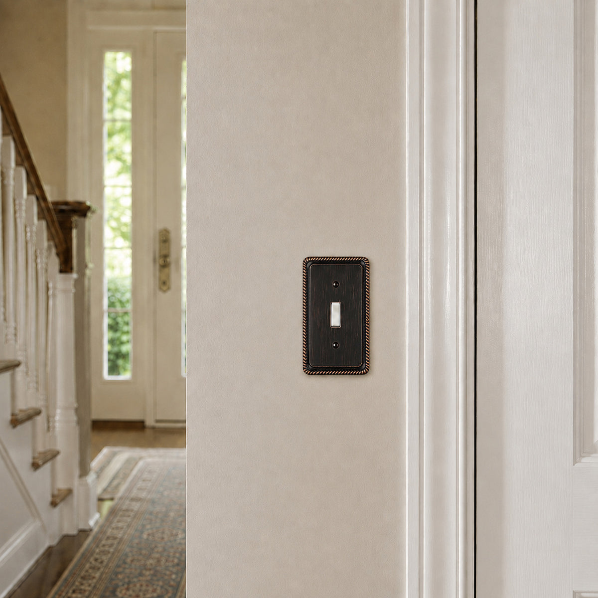Harmon Oil Rubbed Bronze Single Toggle Rope Edge Switchplate Cover