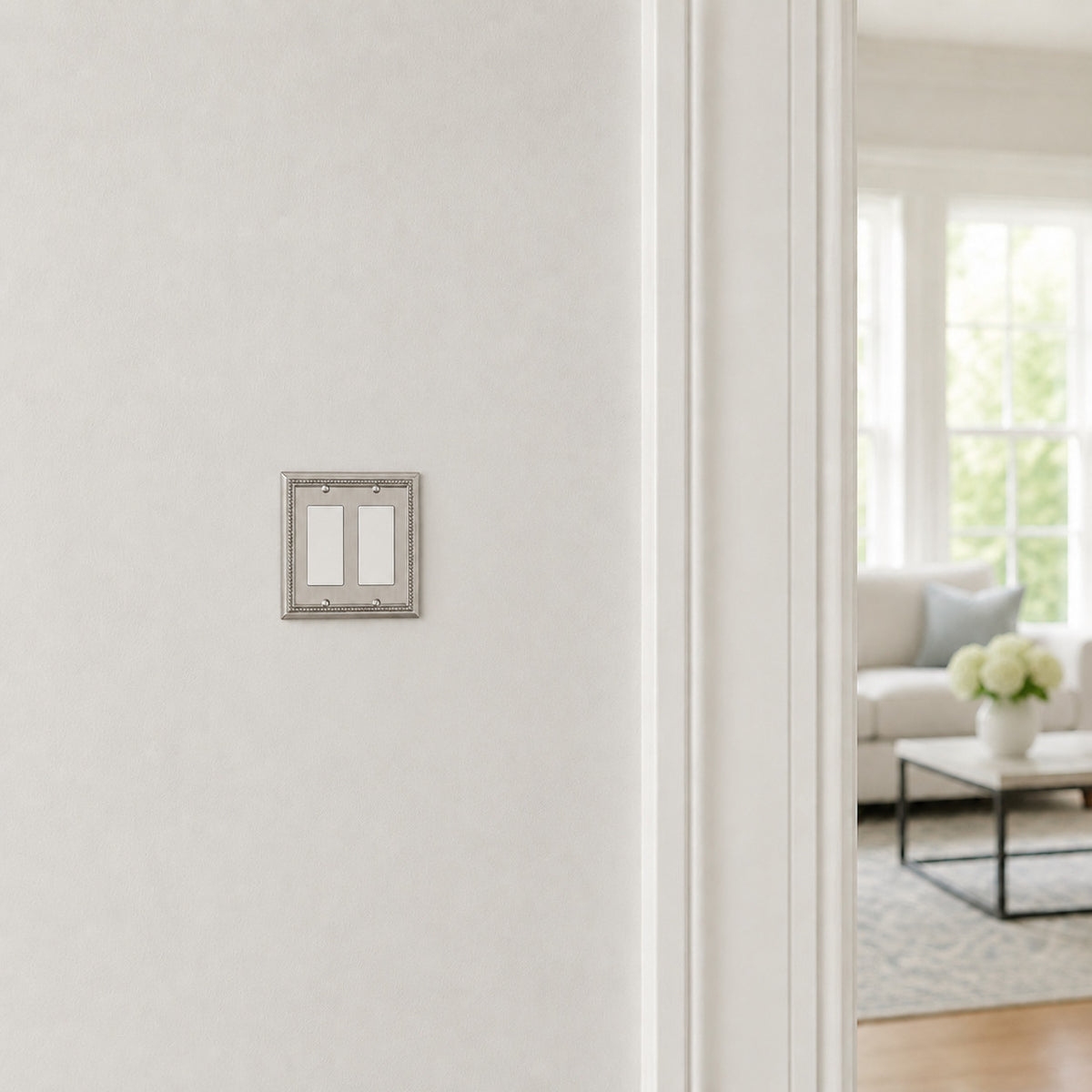 Harmon Satin Nickel Double Decora Decorative Switchplate Cover