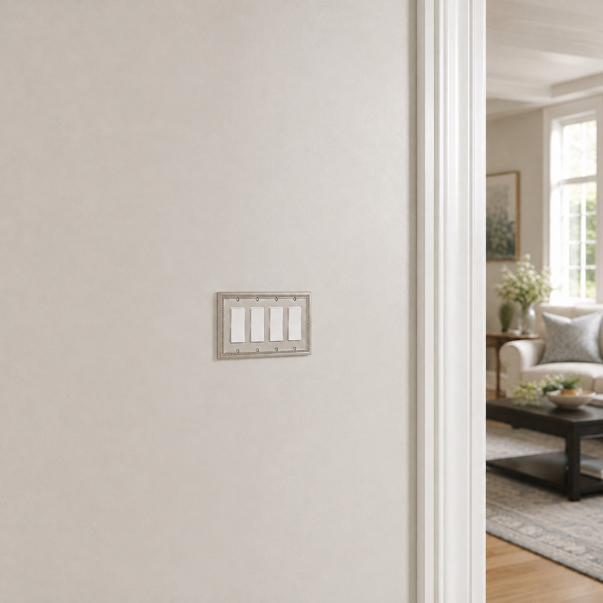 Harmon Satin Nickel Quad Decora Decorative Switchplate Cover