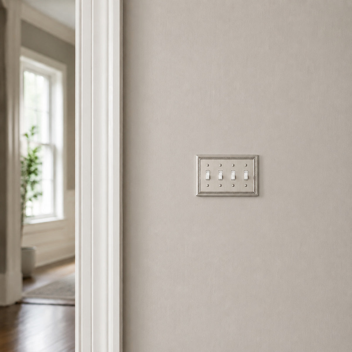 Harmon Satin Nickel Quad Toggle Decorative Switchplate Cover