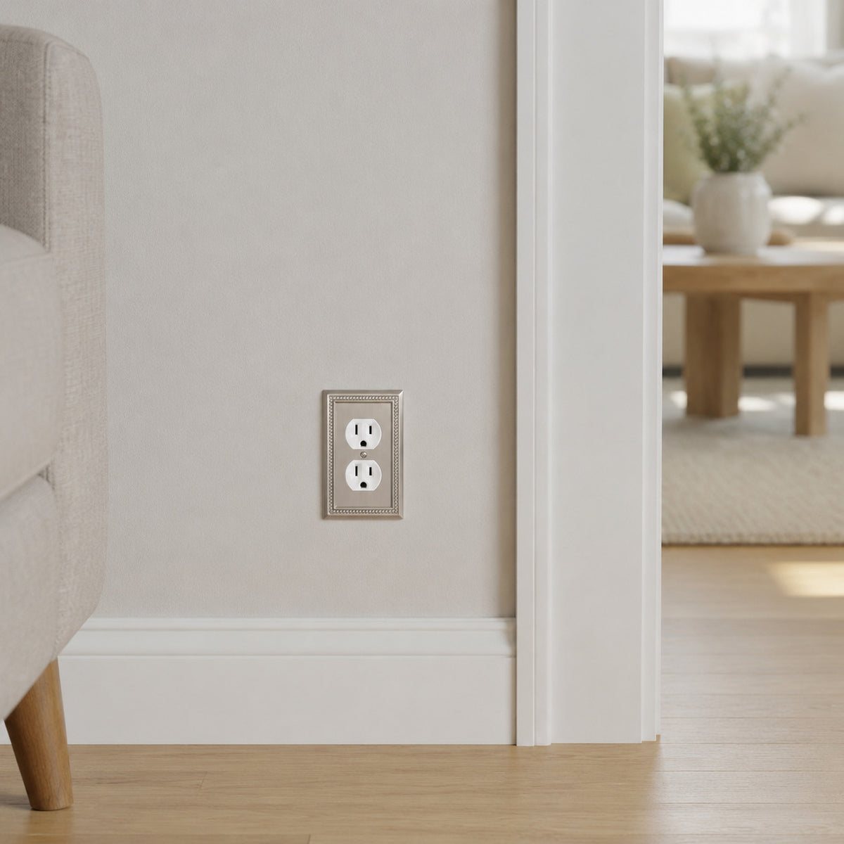 Harmon Satin Nickel Single Duplex Decorative Outlet Cover