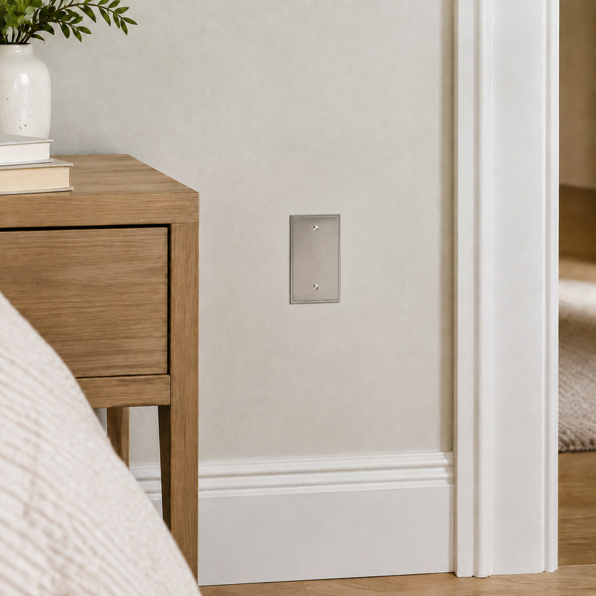 Harmon Satin Nickel Single Blank Soft Modern Switchplate Cover