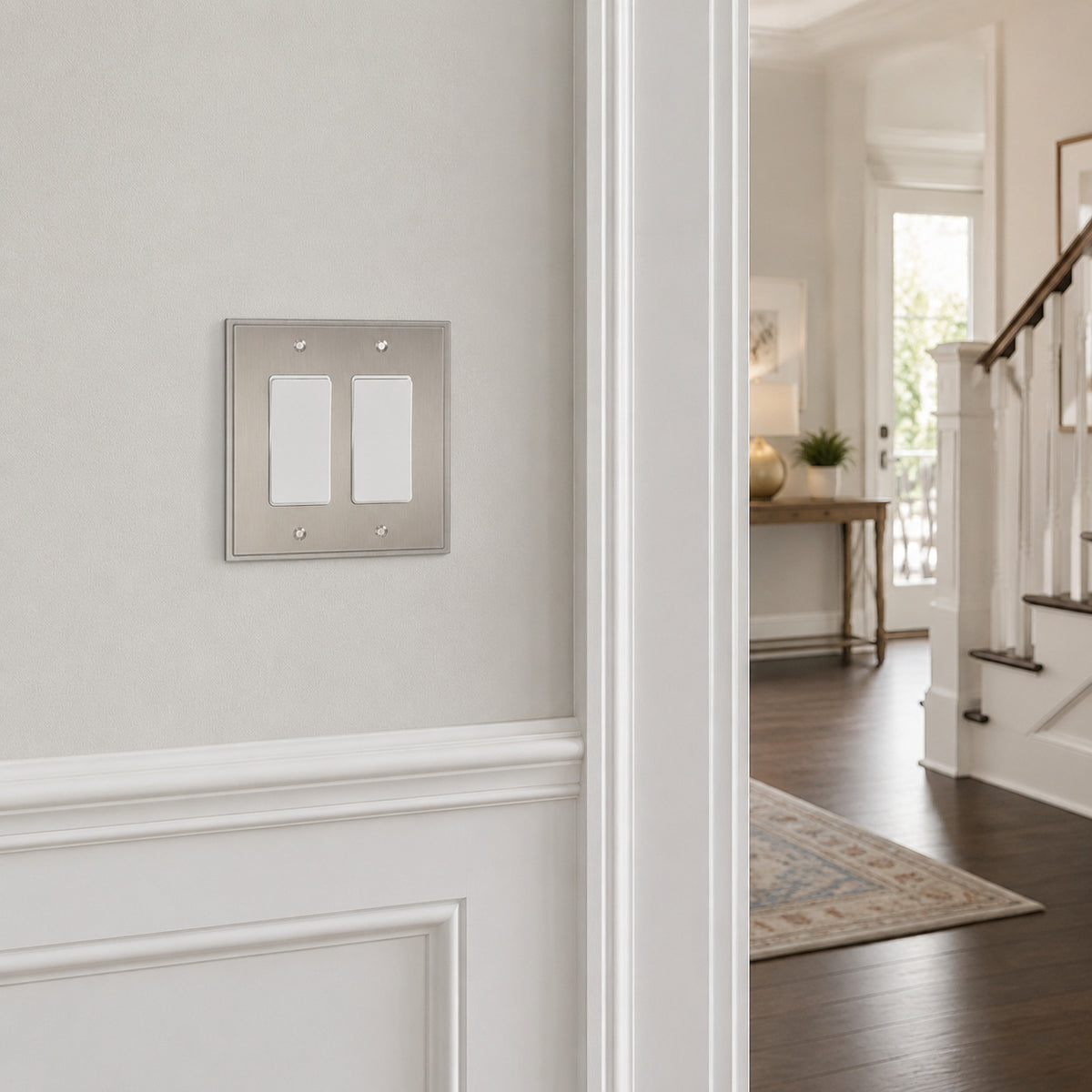 Harmon Satin Nickel Double Decora Soft Modern Switchplate Cover