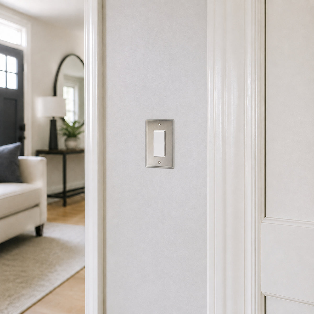 Harmon Satin Nickel Single Decora Soft Modern Switchplate Cover
