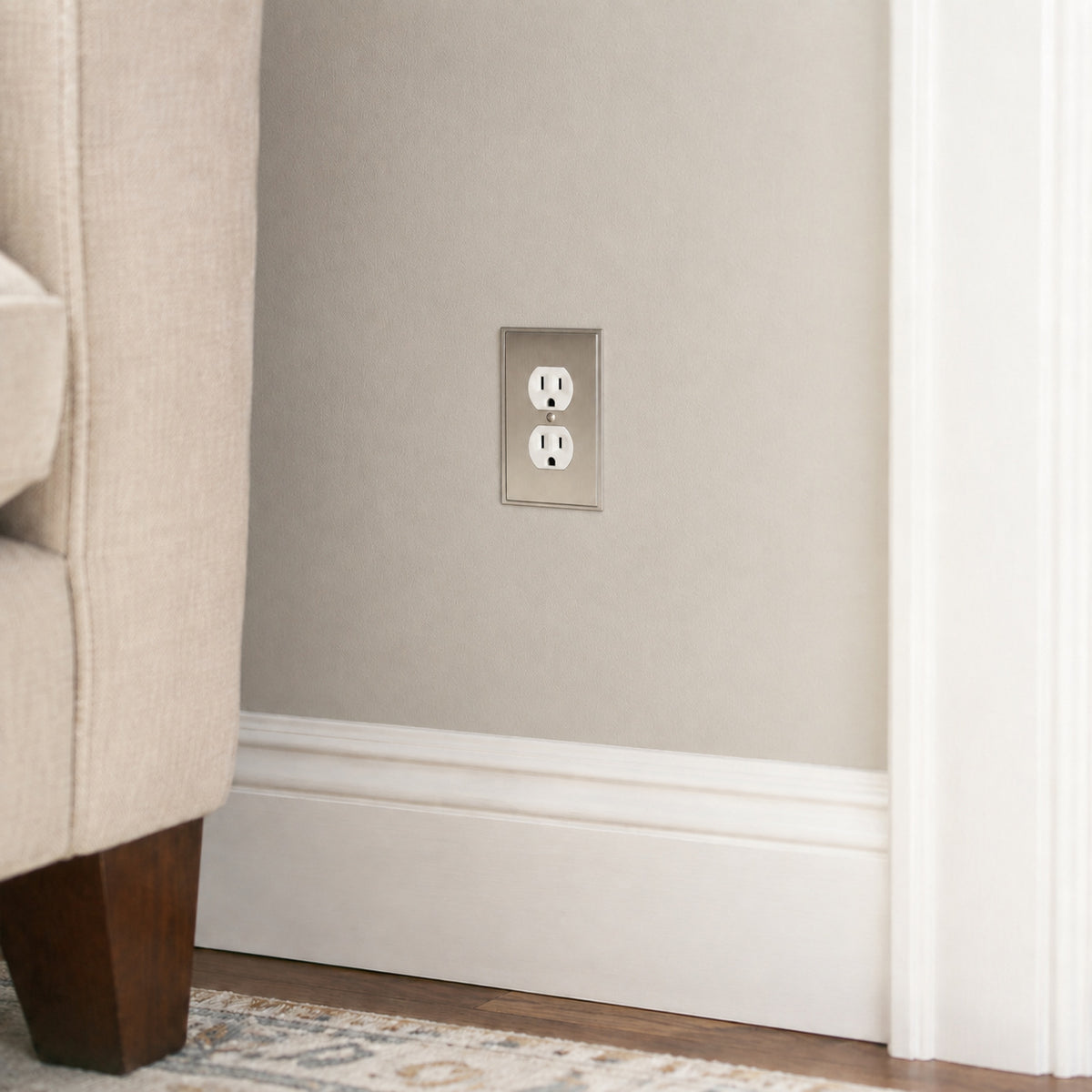 Harmon Satin Nickel Single Duplex Soft Modern Outlet Cover