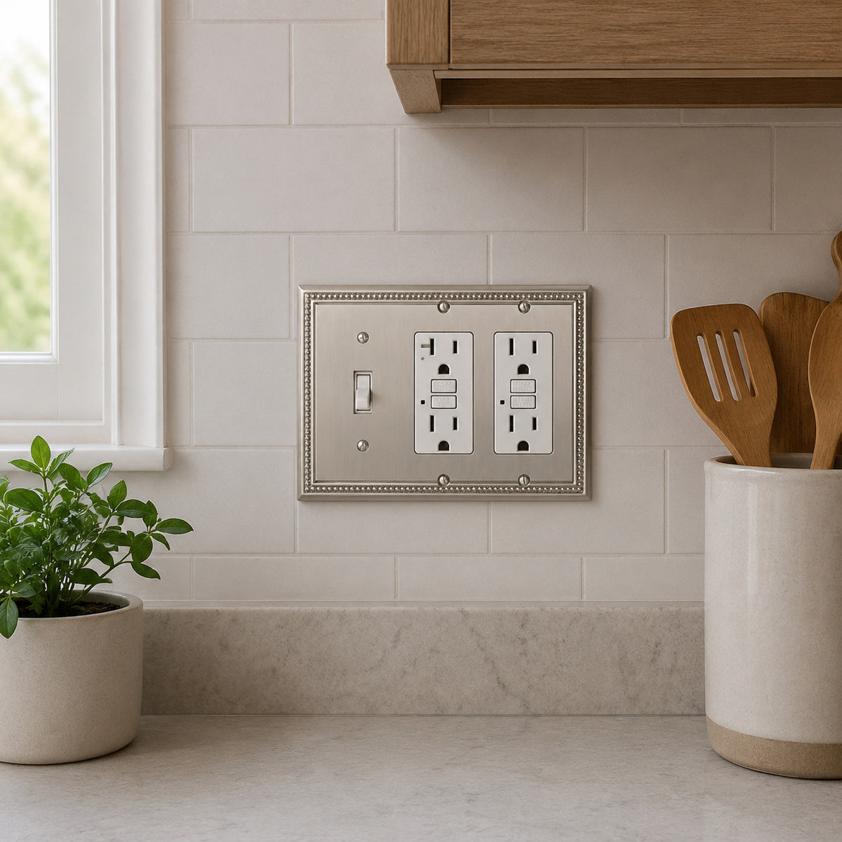 Harmon Satin Nickel Single Toggle / Double Decora Decorative Switchplate Cover