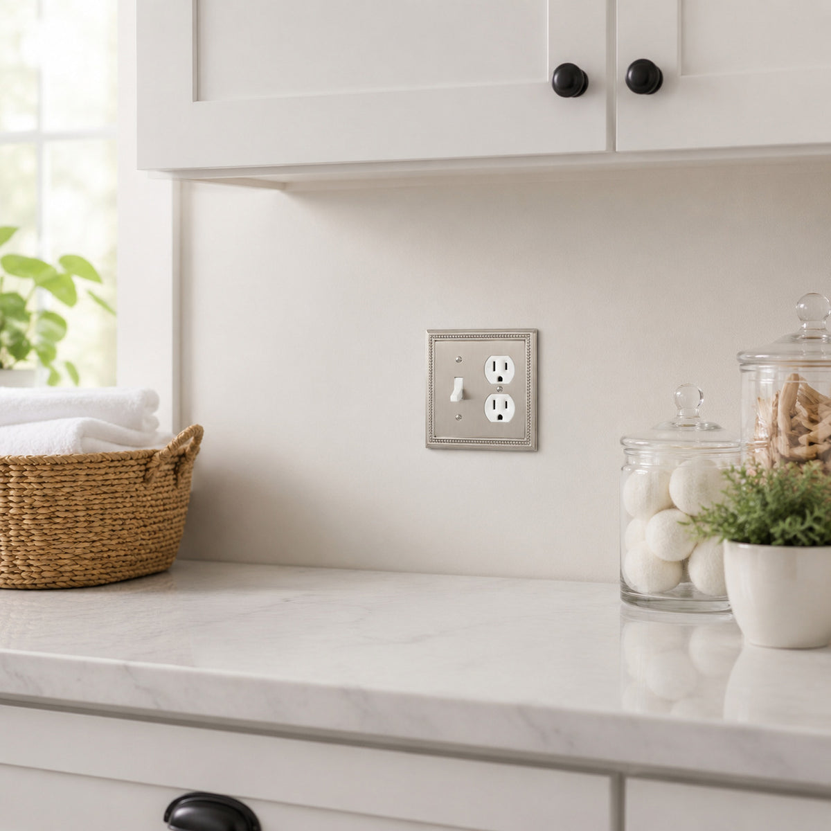 Harmon Satin Nickel Single Toggle / Single Duplex Decorative Switchplate Cover