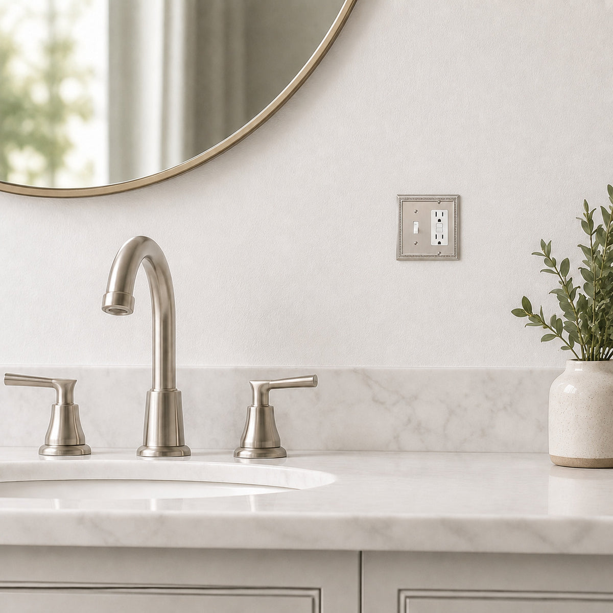 Harmon Satin Nickel Single Toggle / Single Decora Decorative Switchplate Cover