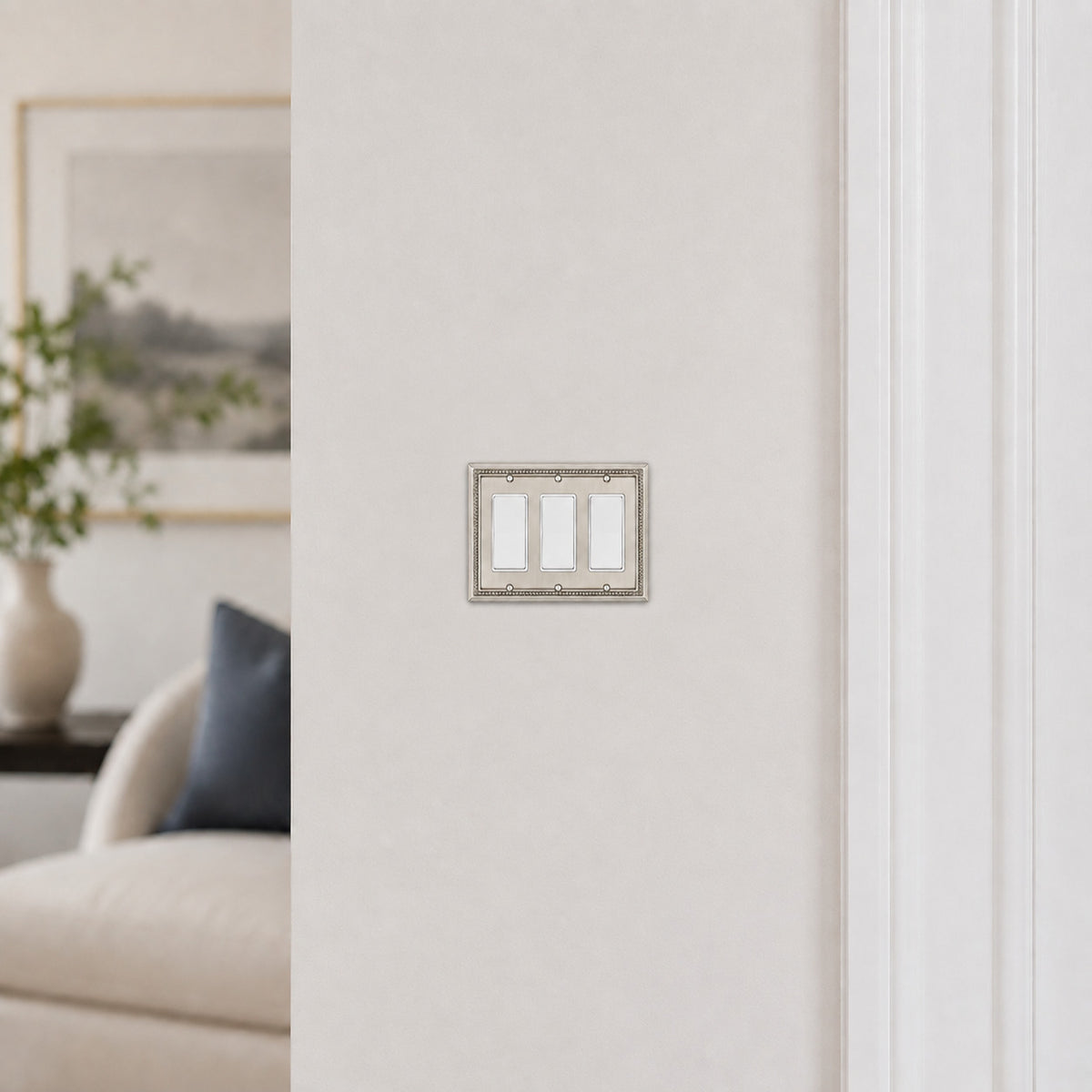 Harmon Satin Nickel Triple Decora Decorative Switchplate Cover
